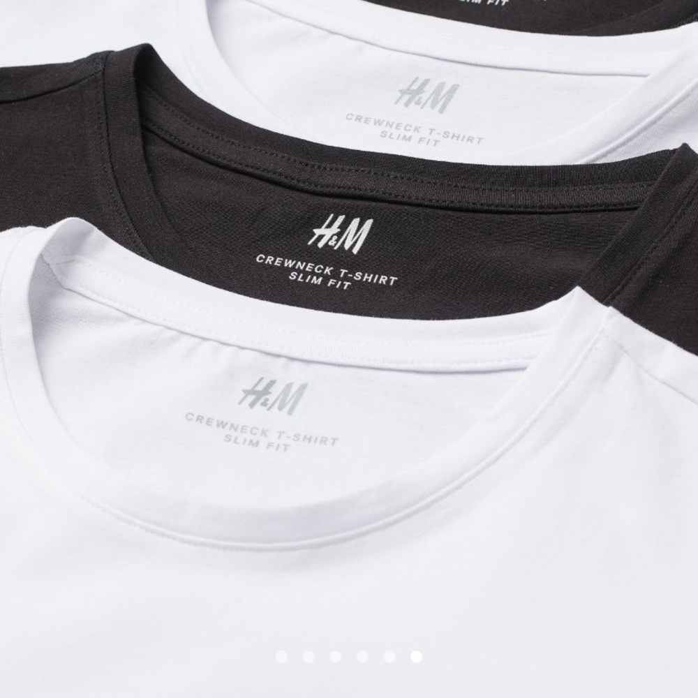 H&M white and black t shirt pack size large slim fit